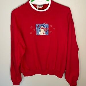 Vintage TOP STITCH BY Morning Sun Snowman Embroidered Sweatshirt Size LG Novelty